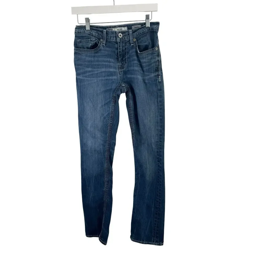 BKE Alec Straight Leg Jeans Western Cowboy Country‎ Whisker Big Stitch Mens 29R
